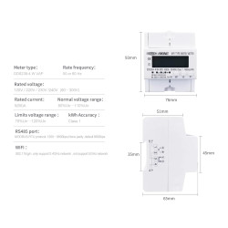 60A TUYA Single Phase WIFI Smart Energy Meter MODBUS kWh Pre-Payment